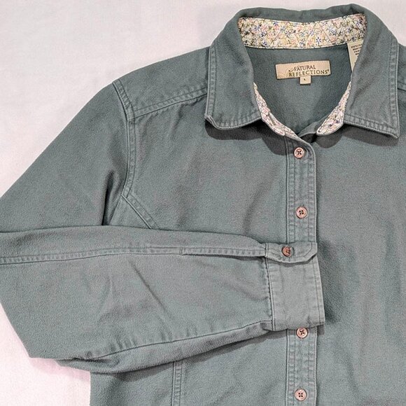 Natural Reflections Shacket Shirt Womens L Green Gorpcore Cabincore Lumberjack - Picture 2 of 10